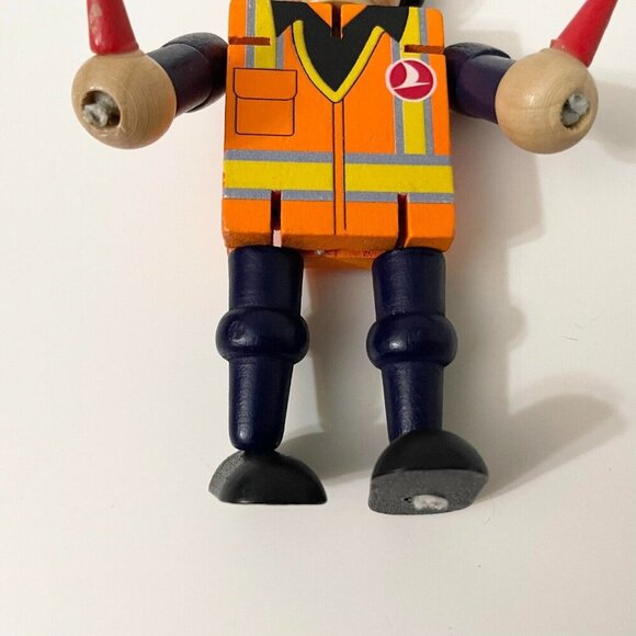 Turkish Airlines Small Wooden Toy Plane Coordinator Moveable Arms and Legs - Picture 15 of 16